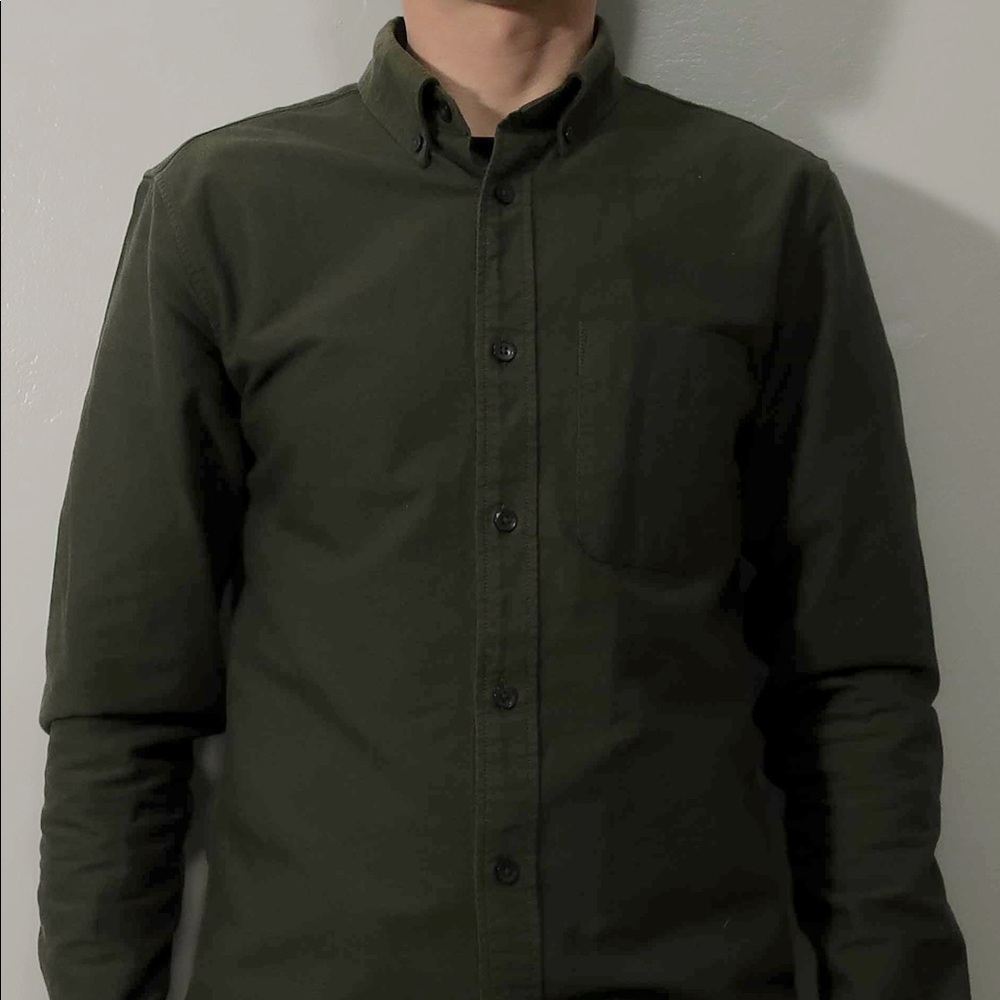 Everlane uniform bottom down Oxford, green, size XS